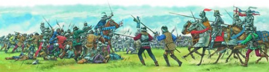 Knights and footsoldiers at the Battle of Bosworth