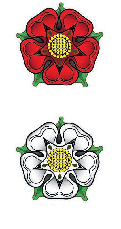 The Lancastrian red rose and the Yorkist white rose