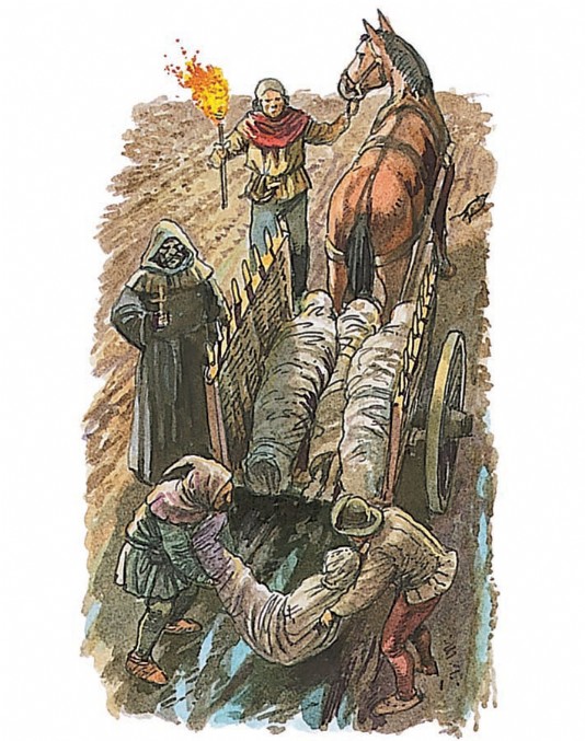 Collecting the bodies of plague victims