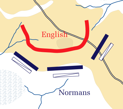 The positions of the armies at the Battle of Hastings