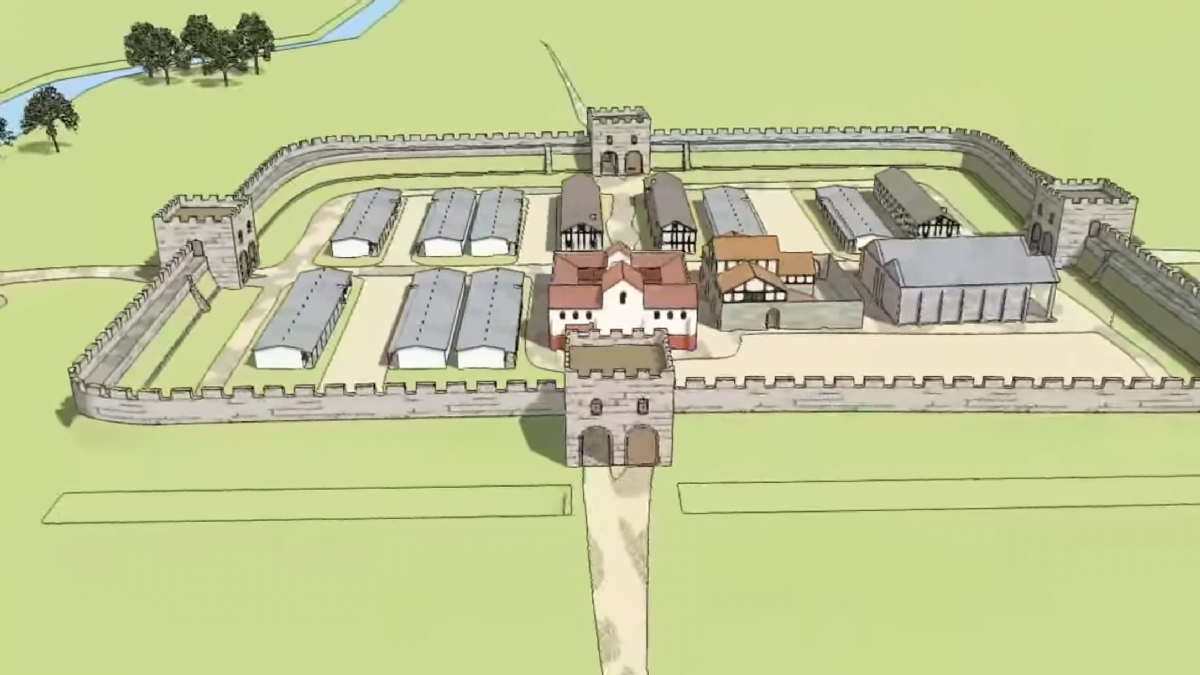 A fly-through a Roman fort