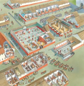 Cutaway illustration of a Roman fort