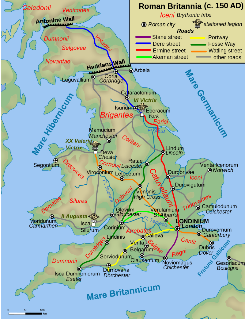A map of Roman roads in Britain