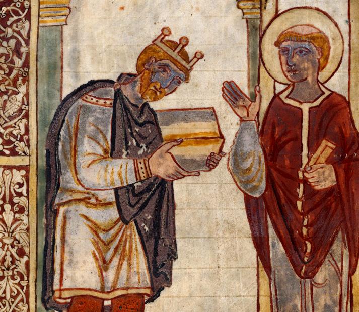 Aethelstan (left) and Cuthbert of Lindisfarne