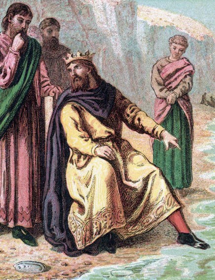 Cnut commands the tide to retreat, without success.