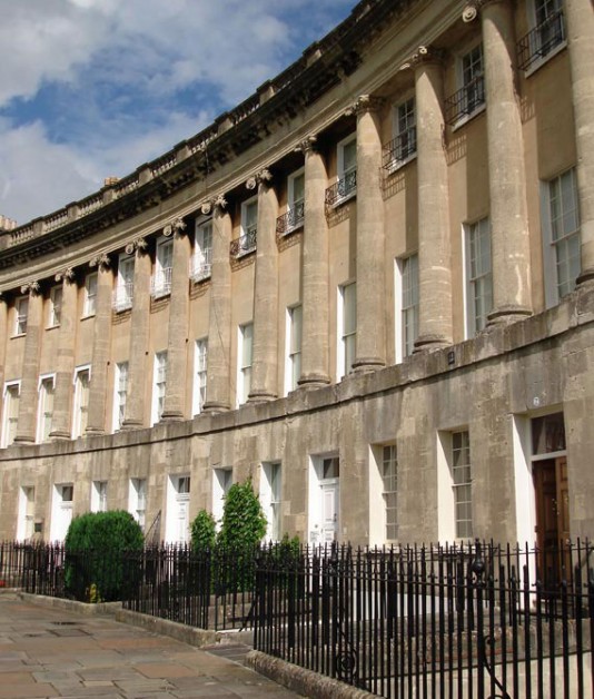 Georgian houses at Royal Crescent in Bath, England