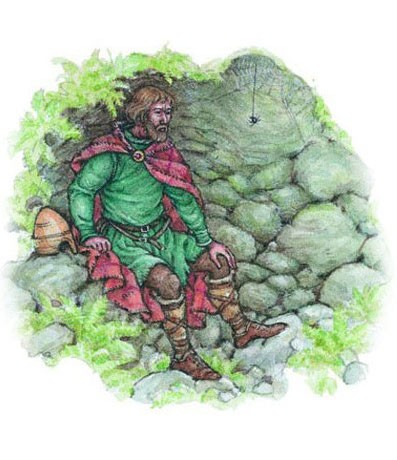 Robert Bruce finds inspiration in a spider.