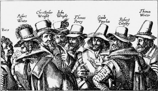Eight of the conspirators in the Gunpowder Plot