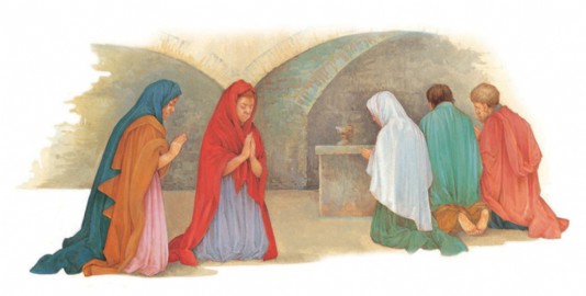 Christians prayed secretly in catacombs.