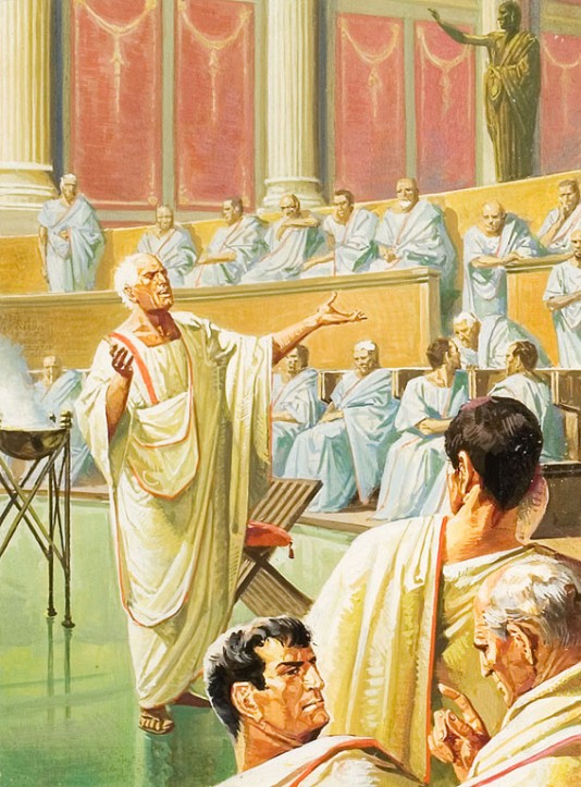 Marcus Porcius Cato addresses the Senate