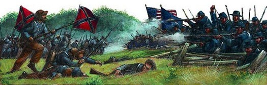 Confederate (left) and Union forces (right) 
