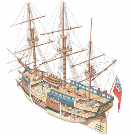 A cutaway illustration of the Endeavour