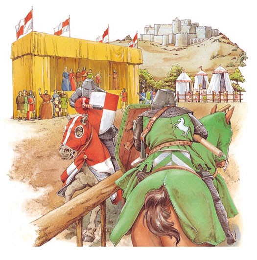 Knights take part in a joust.