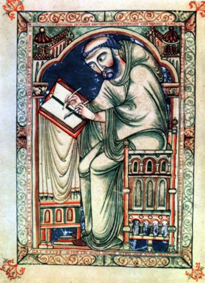 A 12th-century illumination of a monk