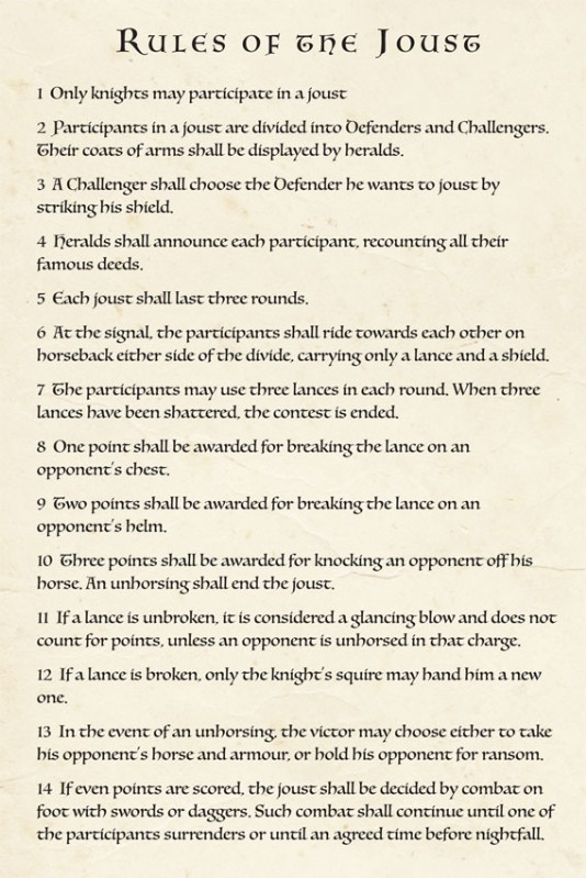 Rules of the joust.