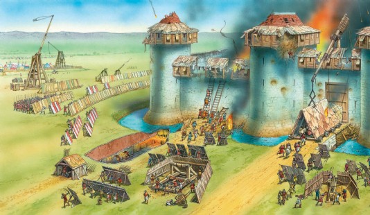 The castle under bombardment