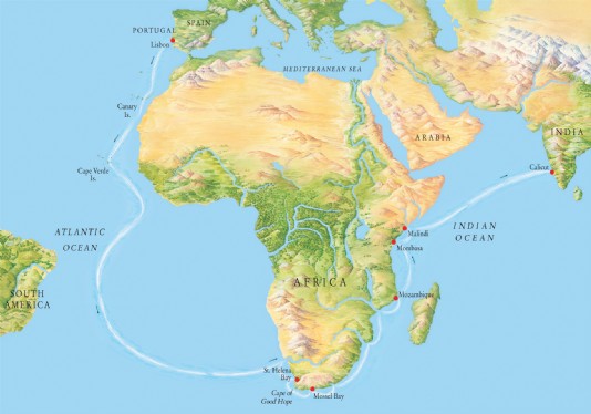 Da Gama's route to India, 1497–98