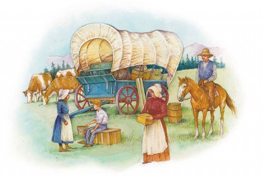 A family arrive in the Willamette Valley, Oregon.