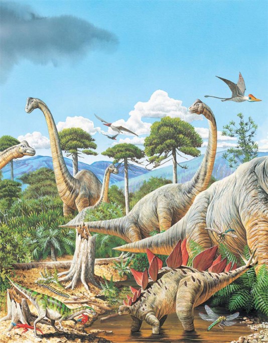 The richly-vegetated Jurassic landscape