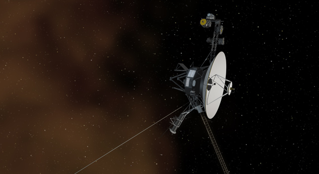 A spacecraft travelling through space