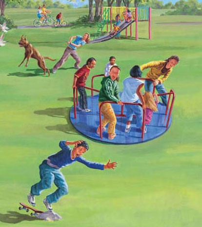 Different types of motion at a playground