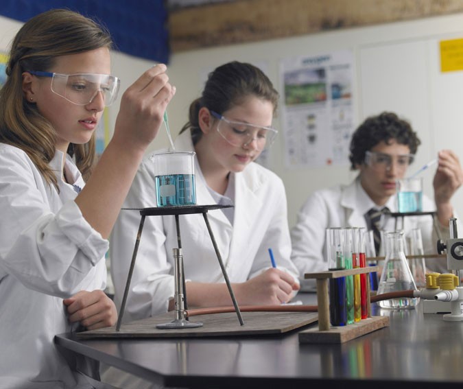 Heating a substance in a chemistry class