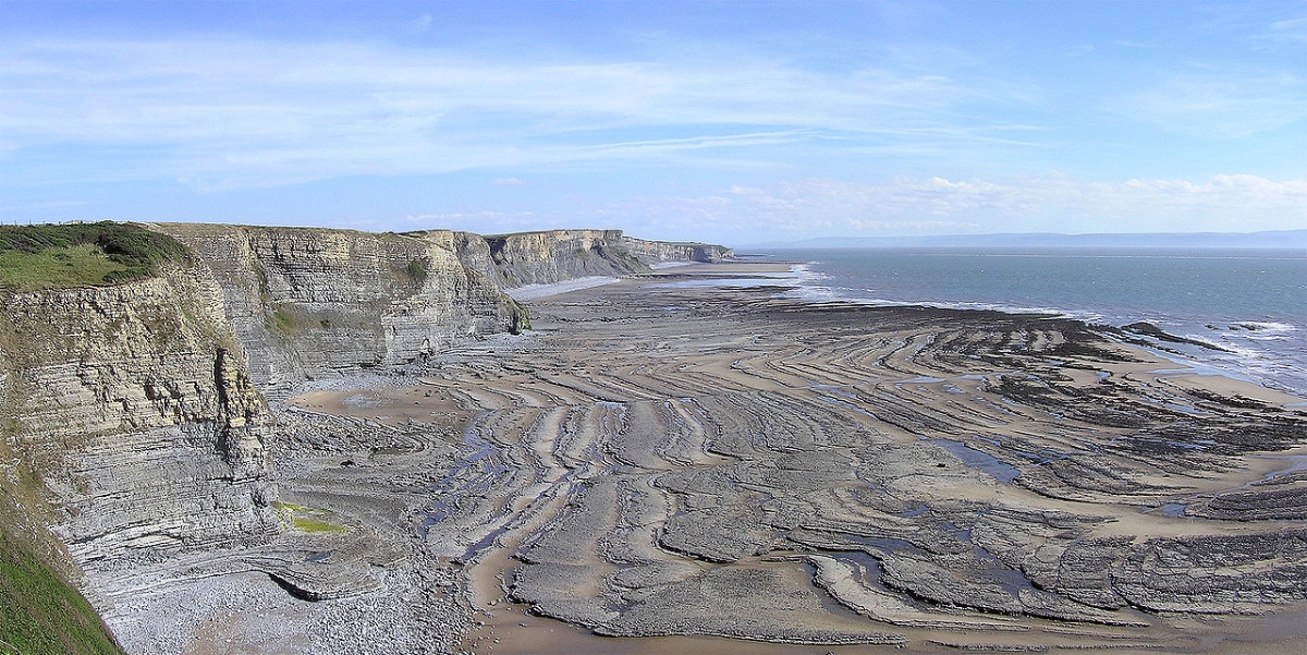 Wave-cut platform on the coast of South Wales
