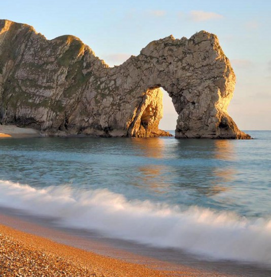A sea arch on a headland