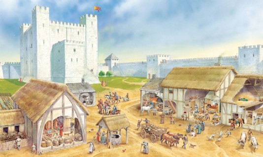 A castle's servants at work