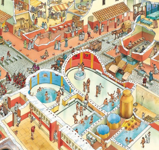The bathhouse was at the centre of a Roman town.