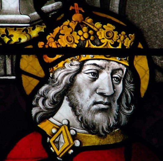 A 15th-century stained-glass portrait of Charlemagne