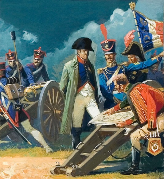 Napoleon plans battle strategy.