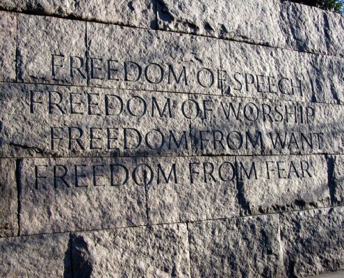 Wall of the FDR Memorial in Washington, D.C.