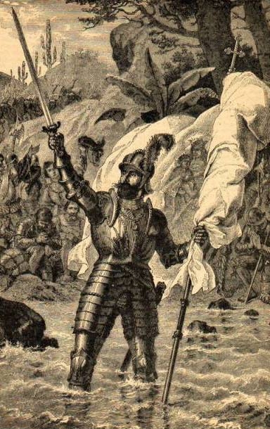 Balboa claims the lands bordering the Pacific Ocean