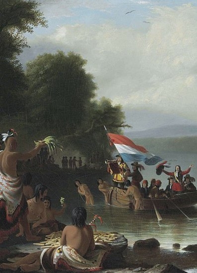 Hudson meets natives of the New York area, 1609