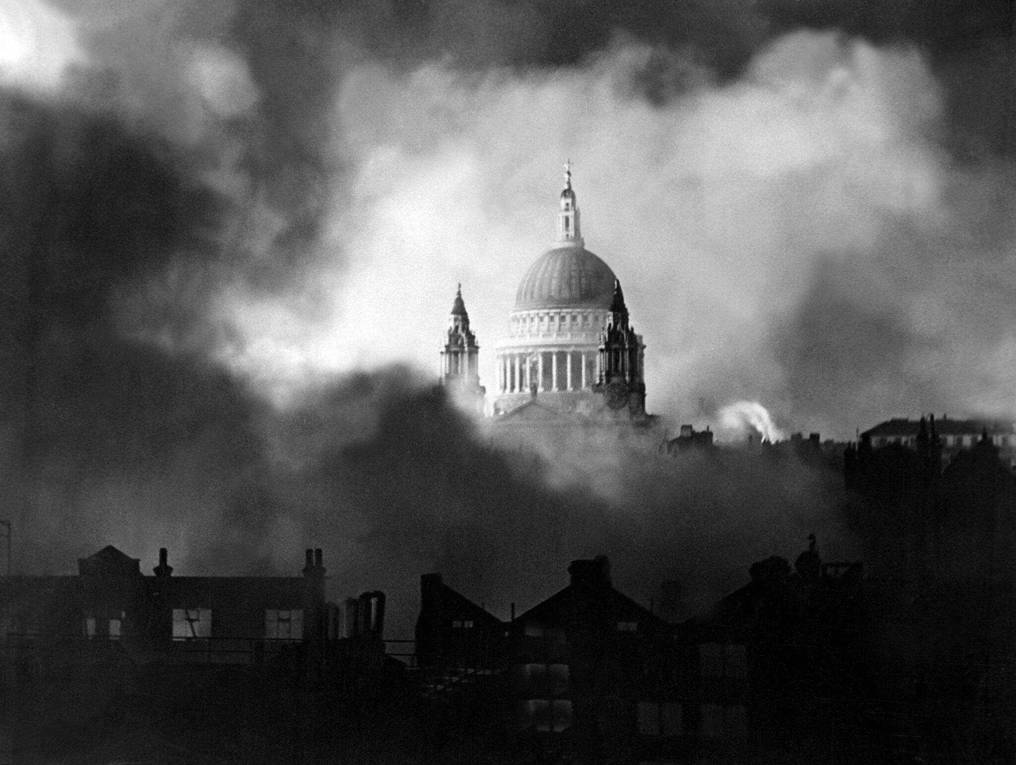 St Paul’s Cathedral pictured during the Blitz, 29th December 1940