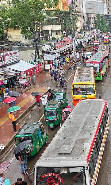 A busy street in Dhaka, Bangladesh