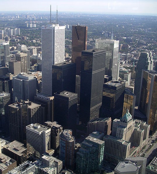 The central business district in Toronto, Canada
