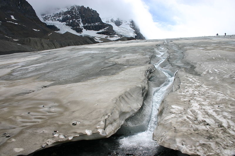 A meltwater stream running from a glacier