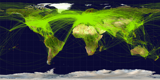 A map of major air routes