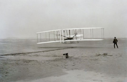 The first successful flight of the Wright Flyer