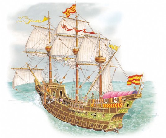 A Spanish war galleon of the 16th century