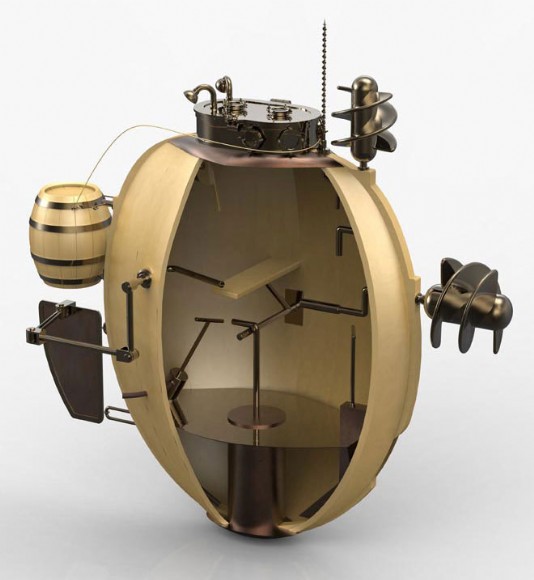 A model of the first working submarine, the Turtle
