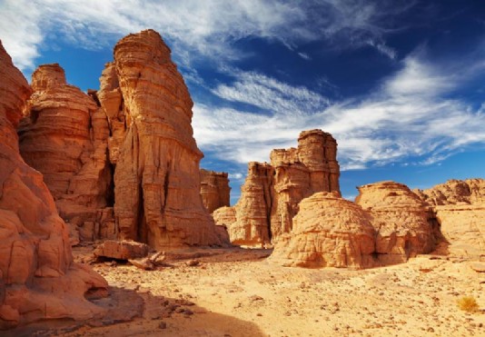 Sandstone cliffs in the Sahara Desert