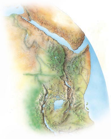 A map showing the Great Rift Valley