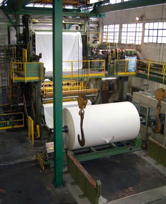 This paper mill uses recycled paper to make newsprint