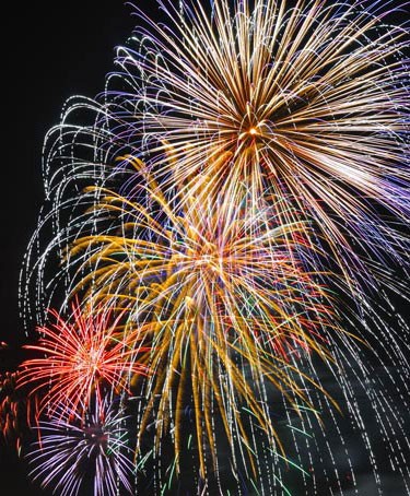 Fireworks burn mixtures of powdered metals