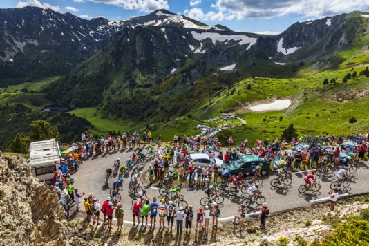 The climb through the Pyrenees during the 2013 Tour