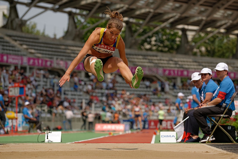 A heptathlete in the long jump event