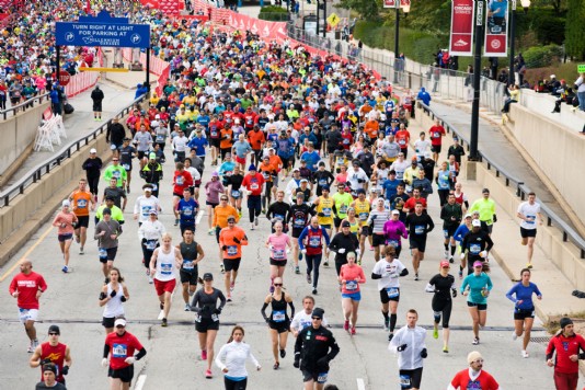Runners at the Chicago Marathon, 2012